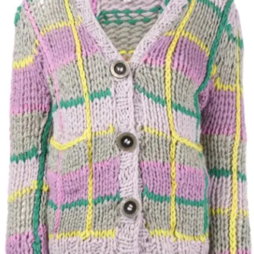 Natasha Zinko Hand Knit Lavender Plaid Cardigan S - Picture 4 of 8